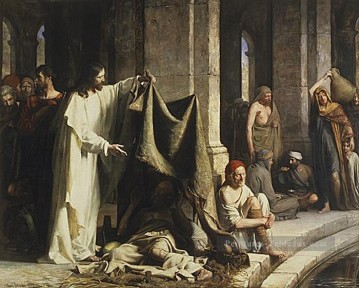 Christ guérissant au puits de Bethesda Carl Heinrich Bloch Peinture à l'huile